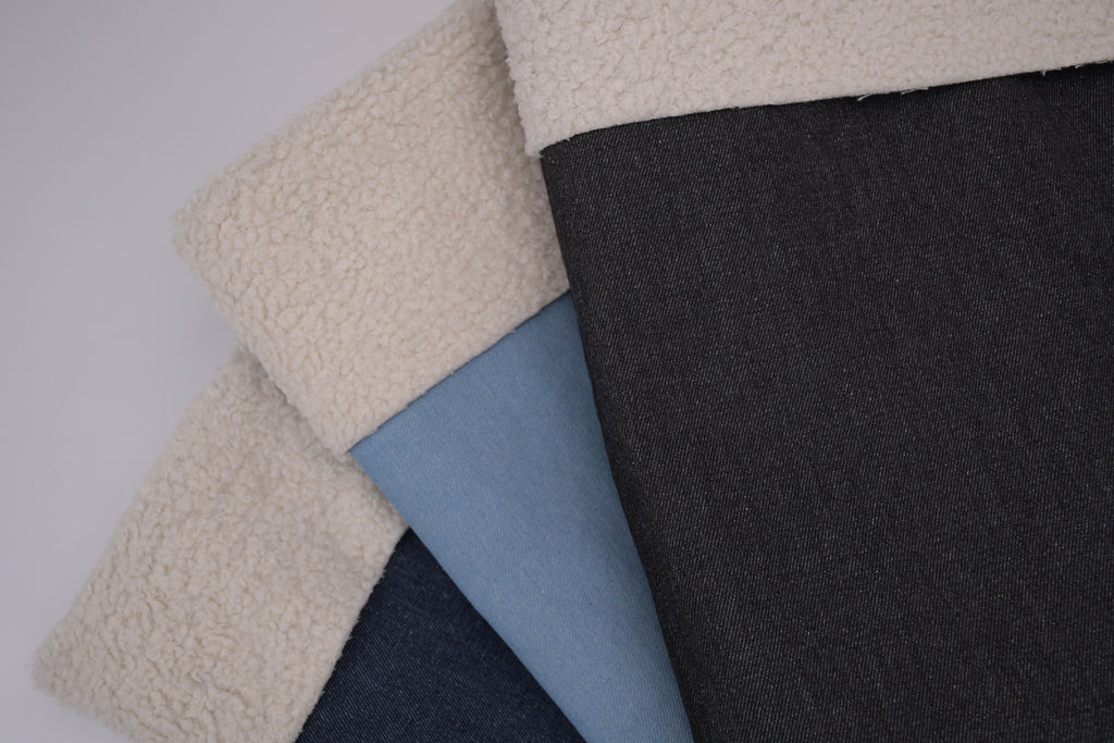 Denim Teddy Sherpa Fleece Fabric - Light Blue