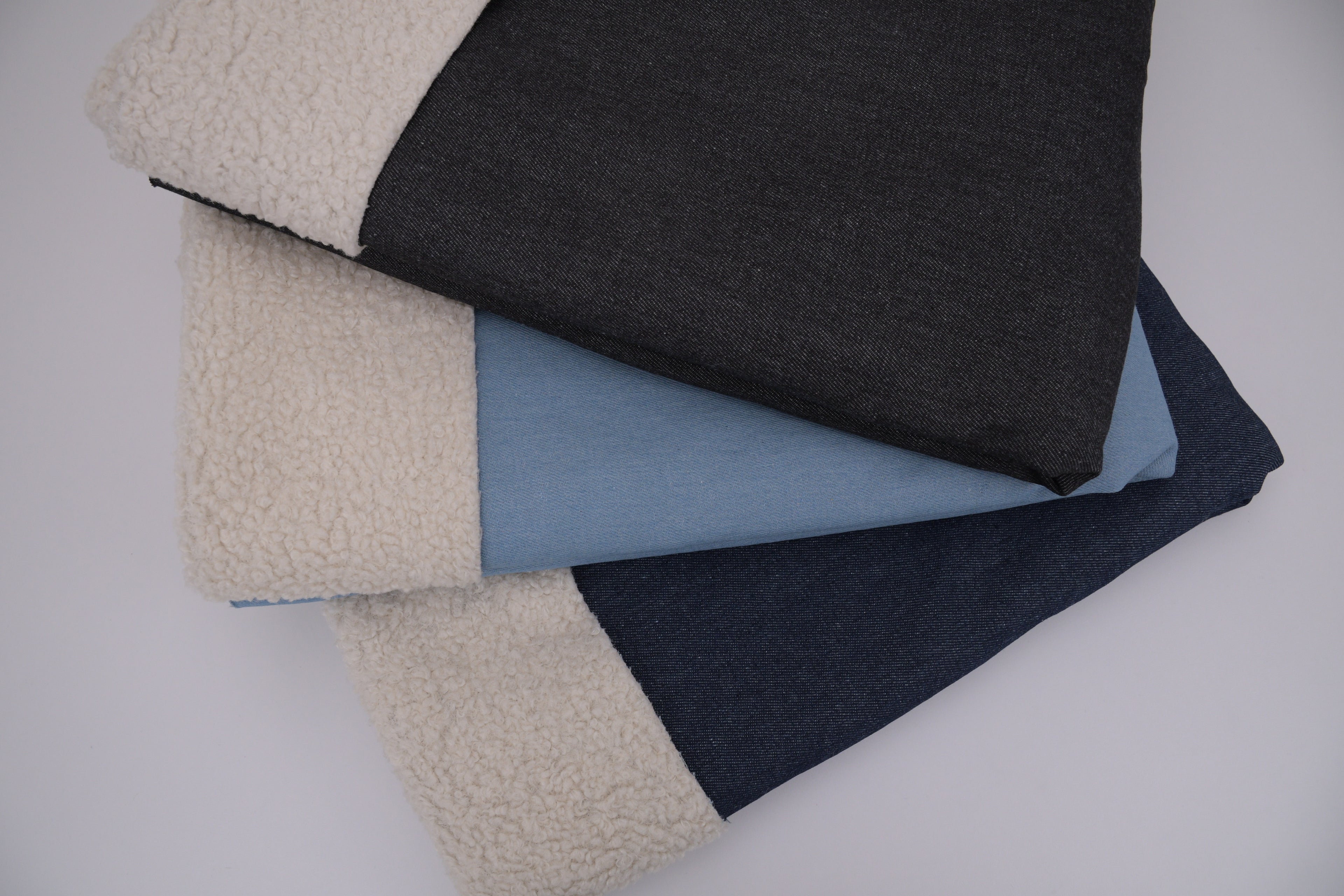 Denim Teddy Sherpa Fleece Fabric - Light Blue