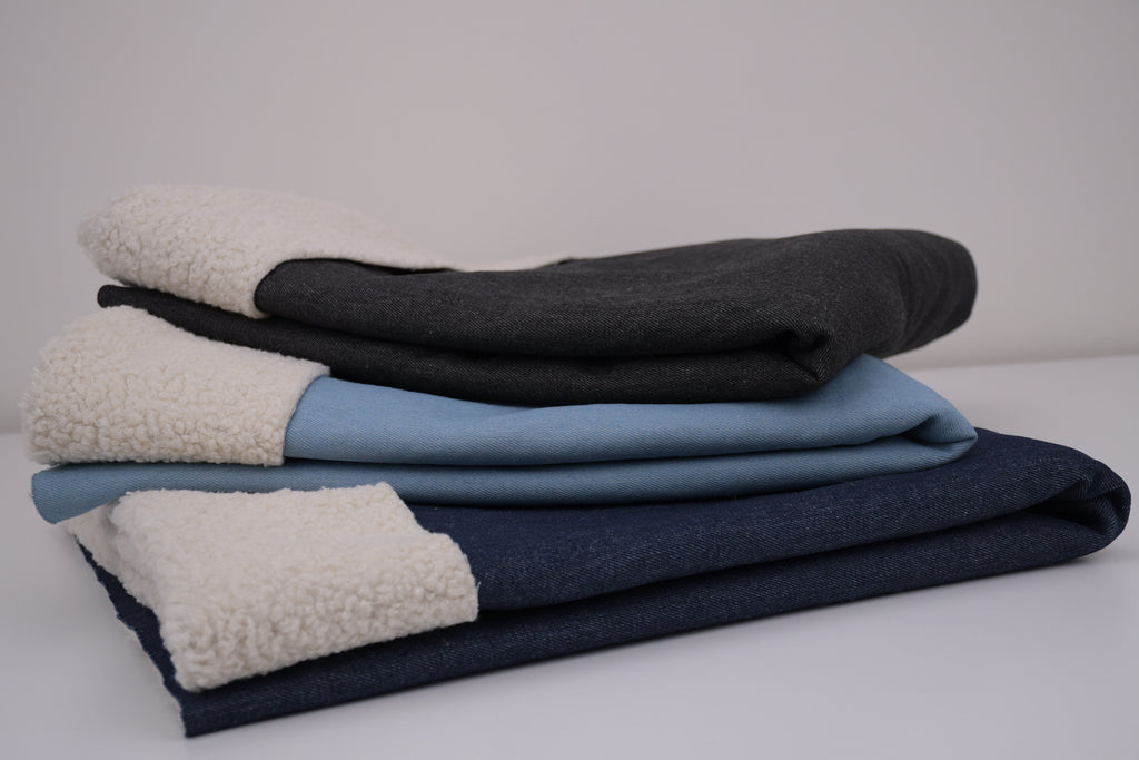 Denim Teddy Sherpa Fleece Fabric - Light Blue