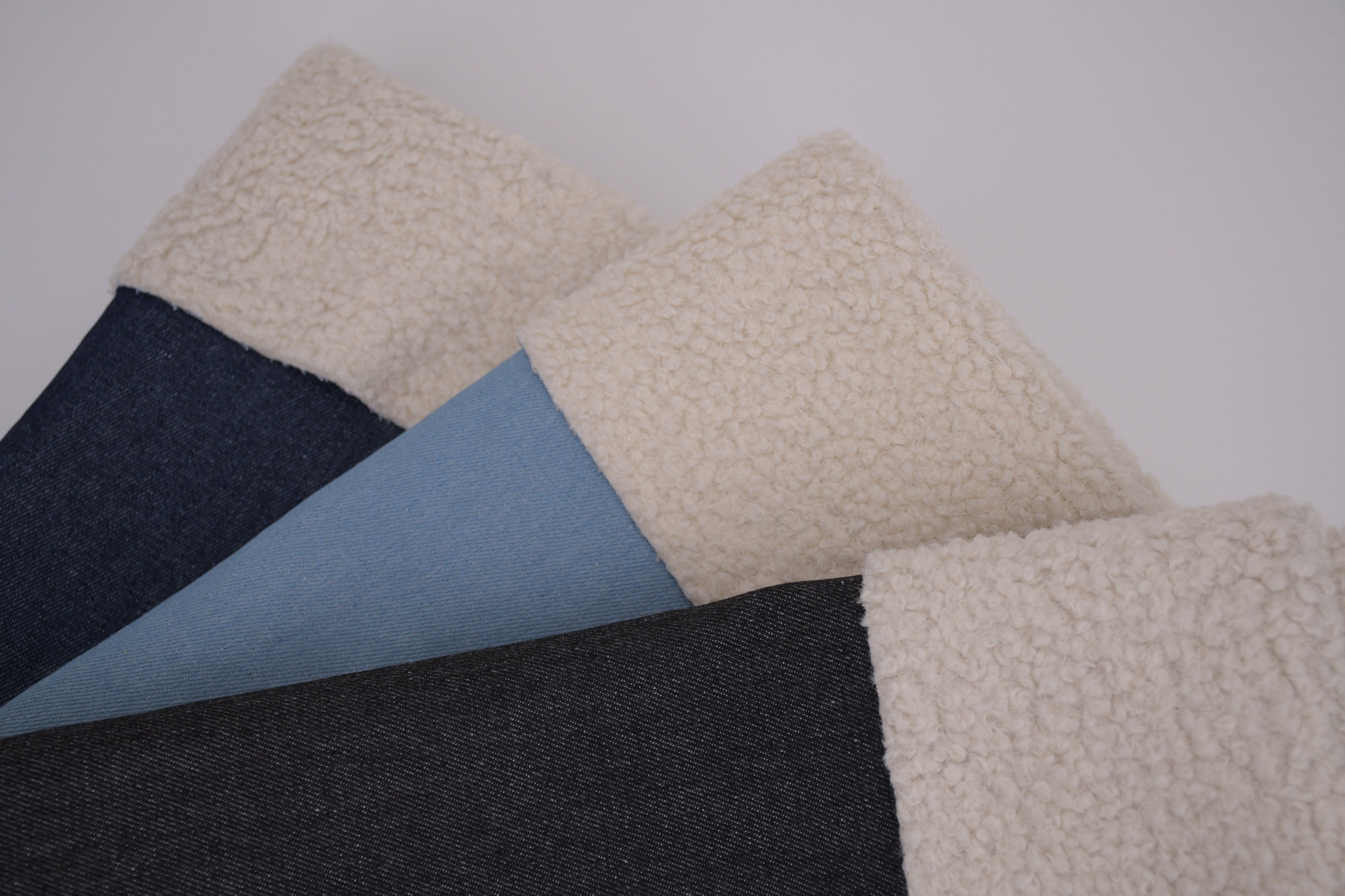 Denim Teddy Sherpa Fleece Fabric - Light Blue