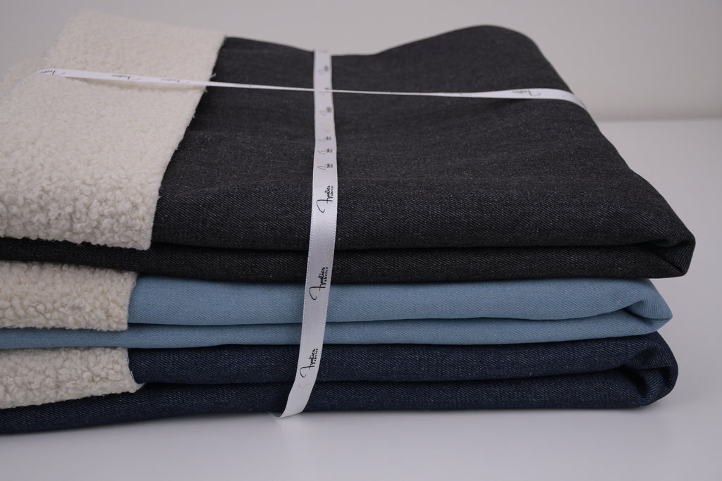 Denim Teddy Sherpa Fleece Fabric - Light Blue