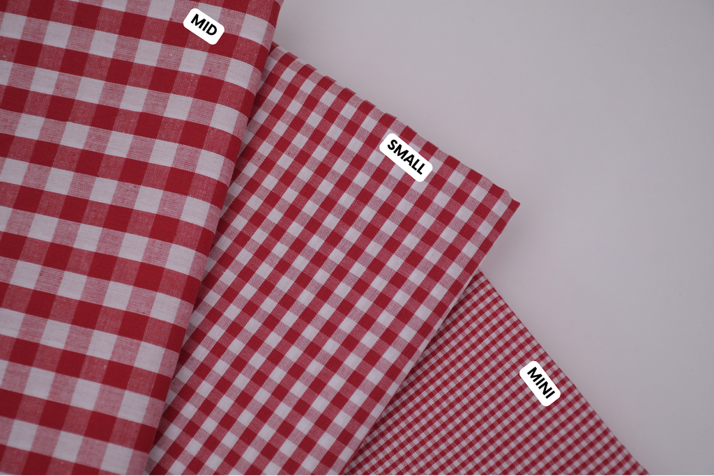 Gingham Checks Yarn-Dyed Cotton Fabric -  Heritage Red