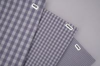 Gingham Checks Yarn-Dyed Cotton Fabric -  Pebble Grey