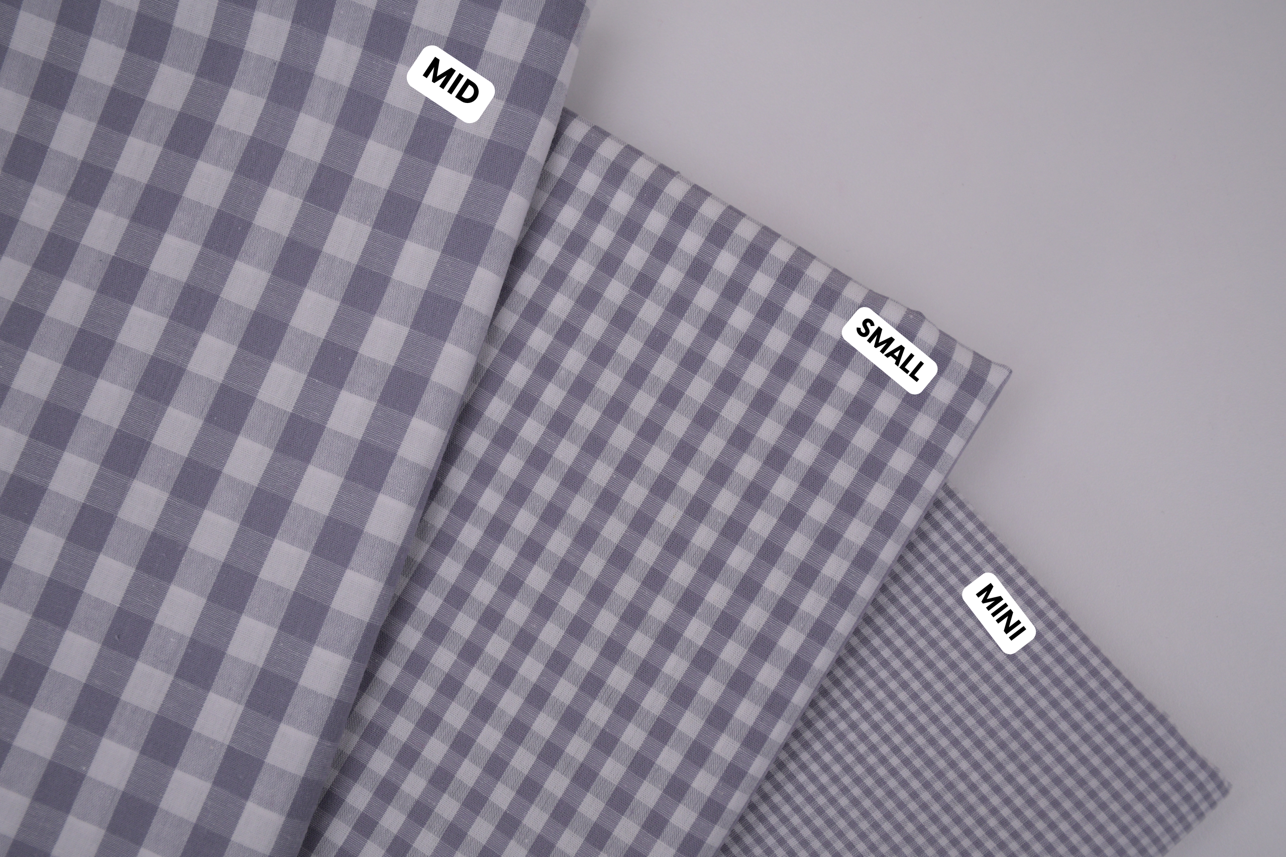 Gingham Checks Yarn-Dyed Cotton Fabric -  Pebble Grey