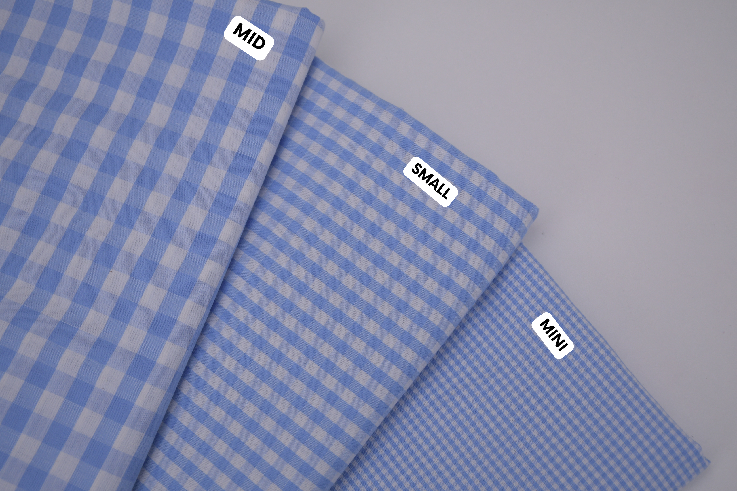 Gingham Checks Yarn-Dyed Cotton Fabric -  Sky