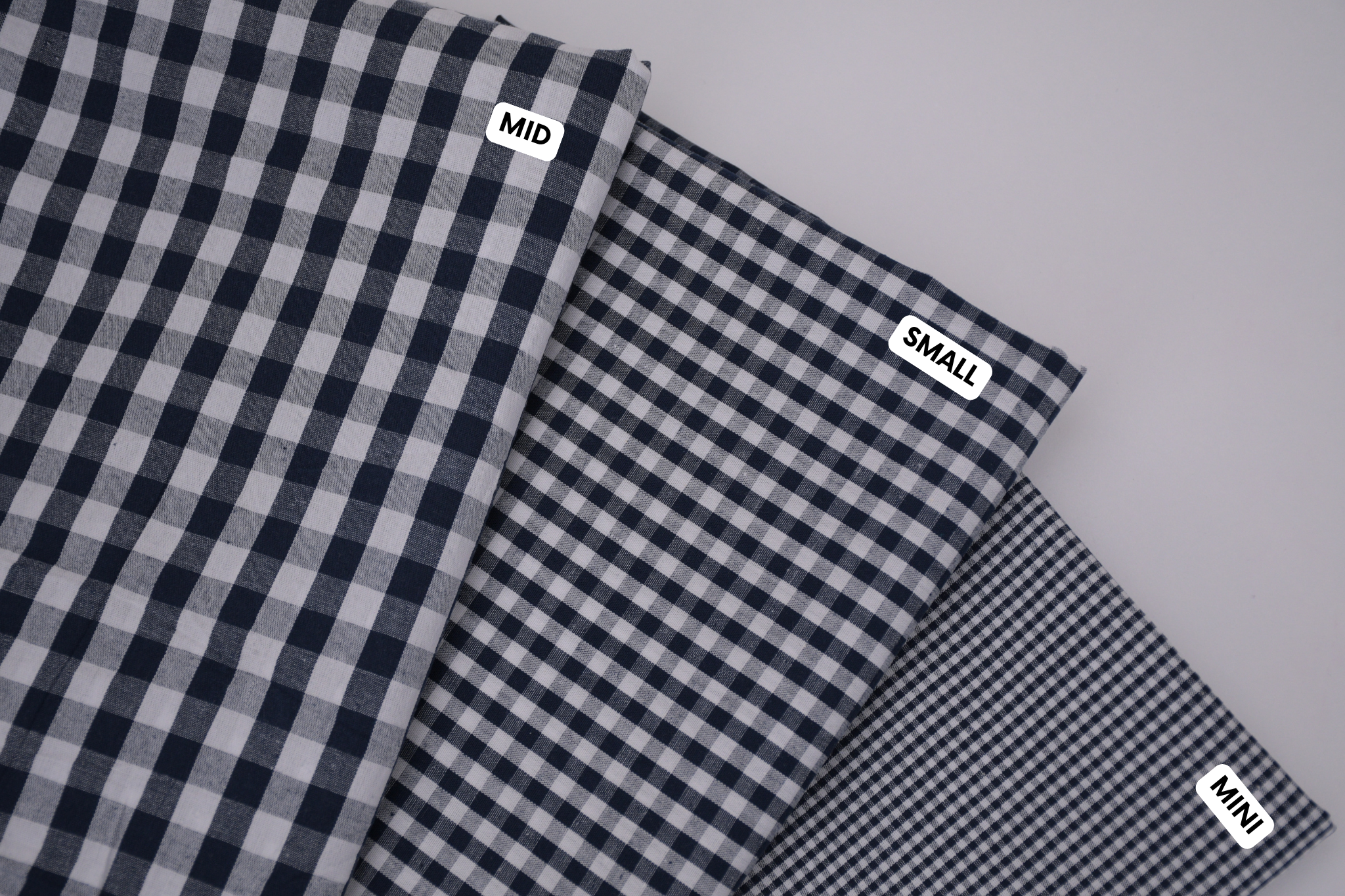 Gingham Checks Yarn-Dyed Cotton Fabric - Midnight Navy