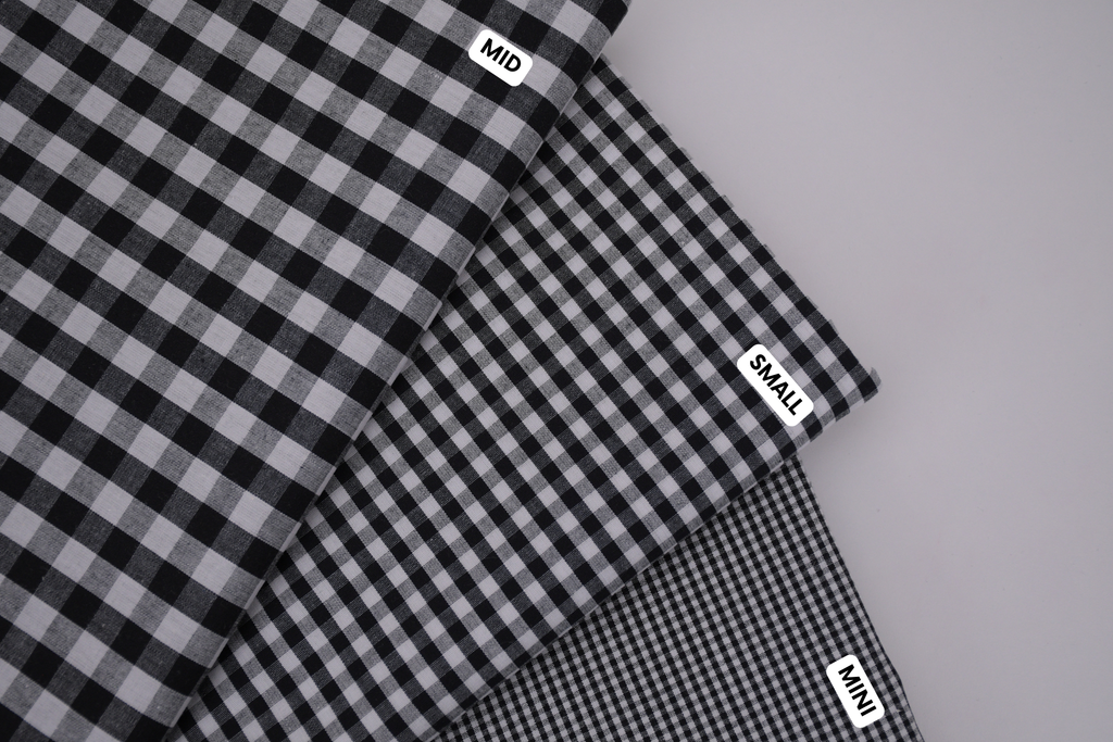 Gingham Checks Yarn-Dyed Cotton Fabric - Black