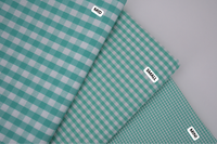Gingham Checks Yarn-Dyed Cotton Fabric - Aqua Green