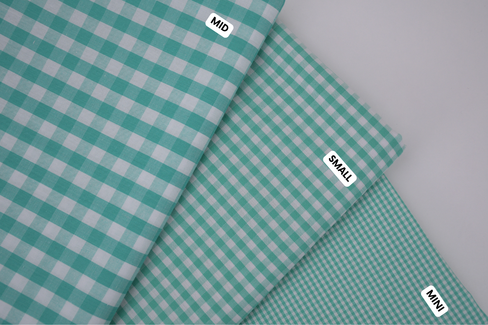 Gingham Checks Yarn-Dyed Cotton Fabric - Aqua Green