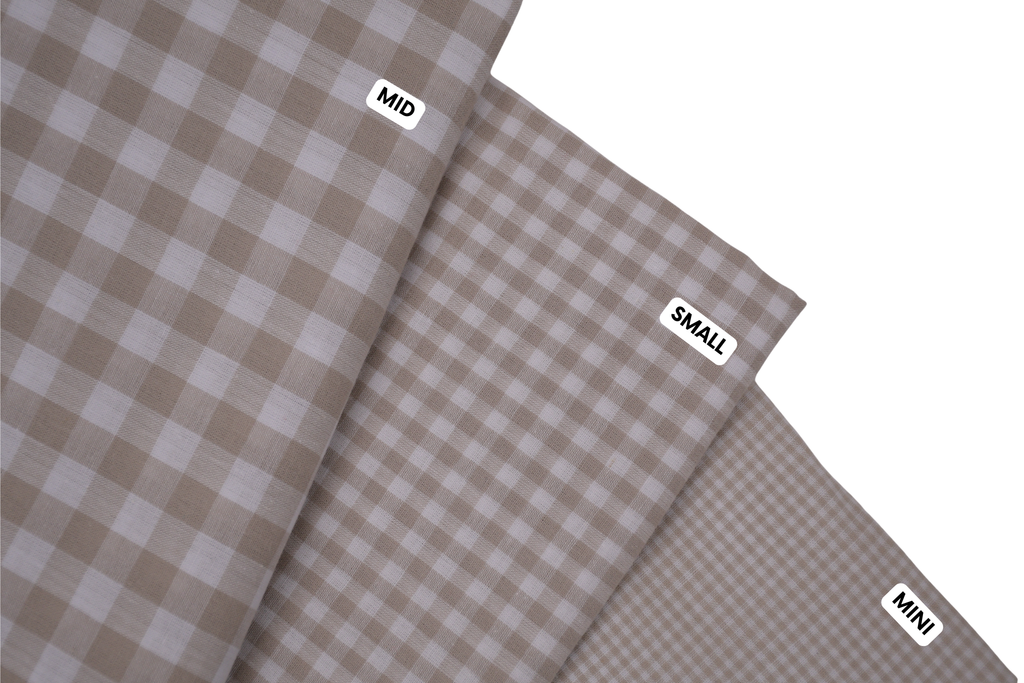 Gingham Checks Yarn-Dyed Cotton Fabric - Almond