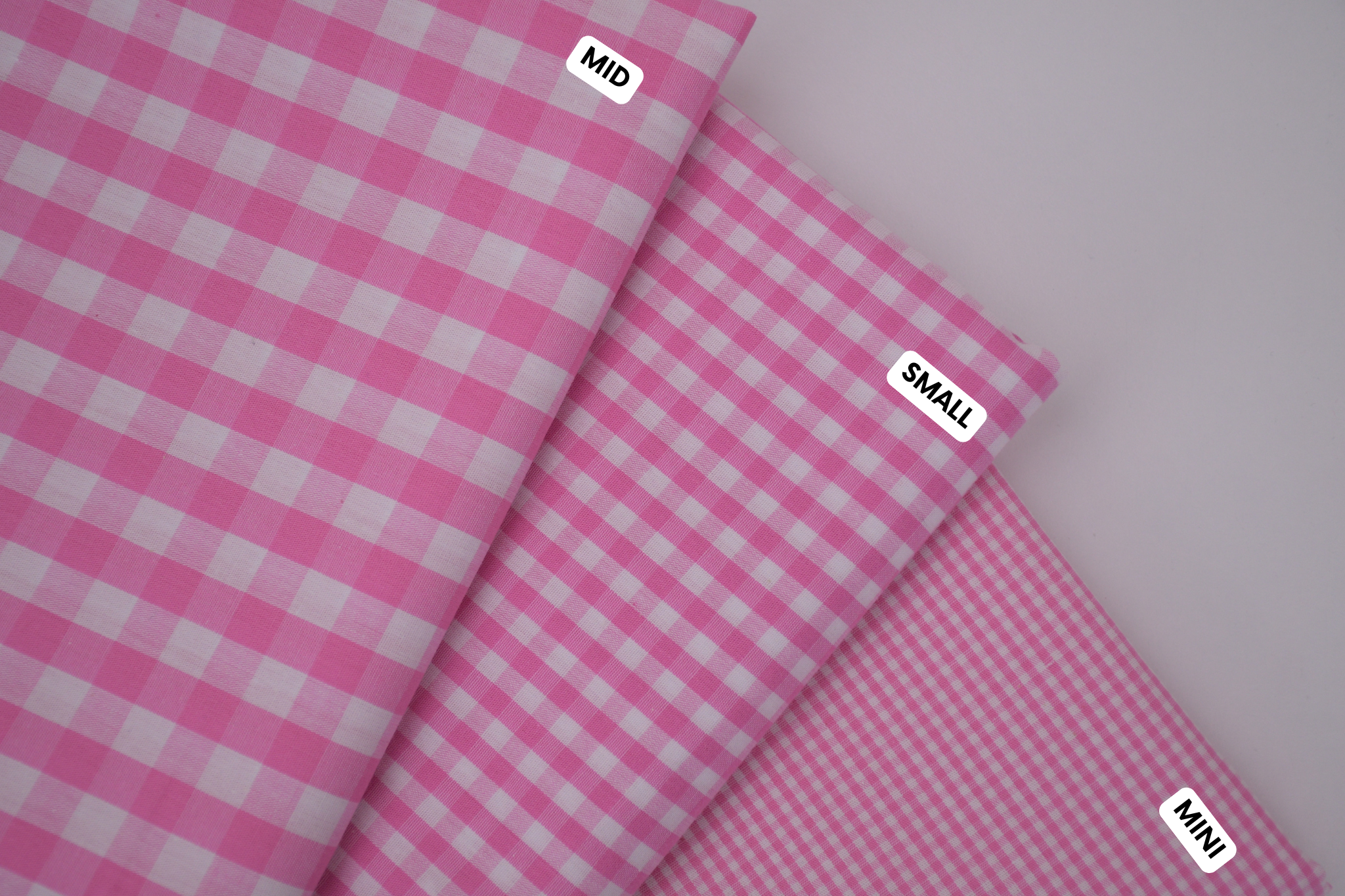 Gingham Checks Yarn-Dyed Cotton Fabric -  Peony Pink